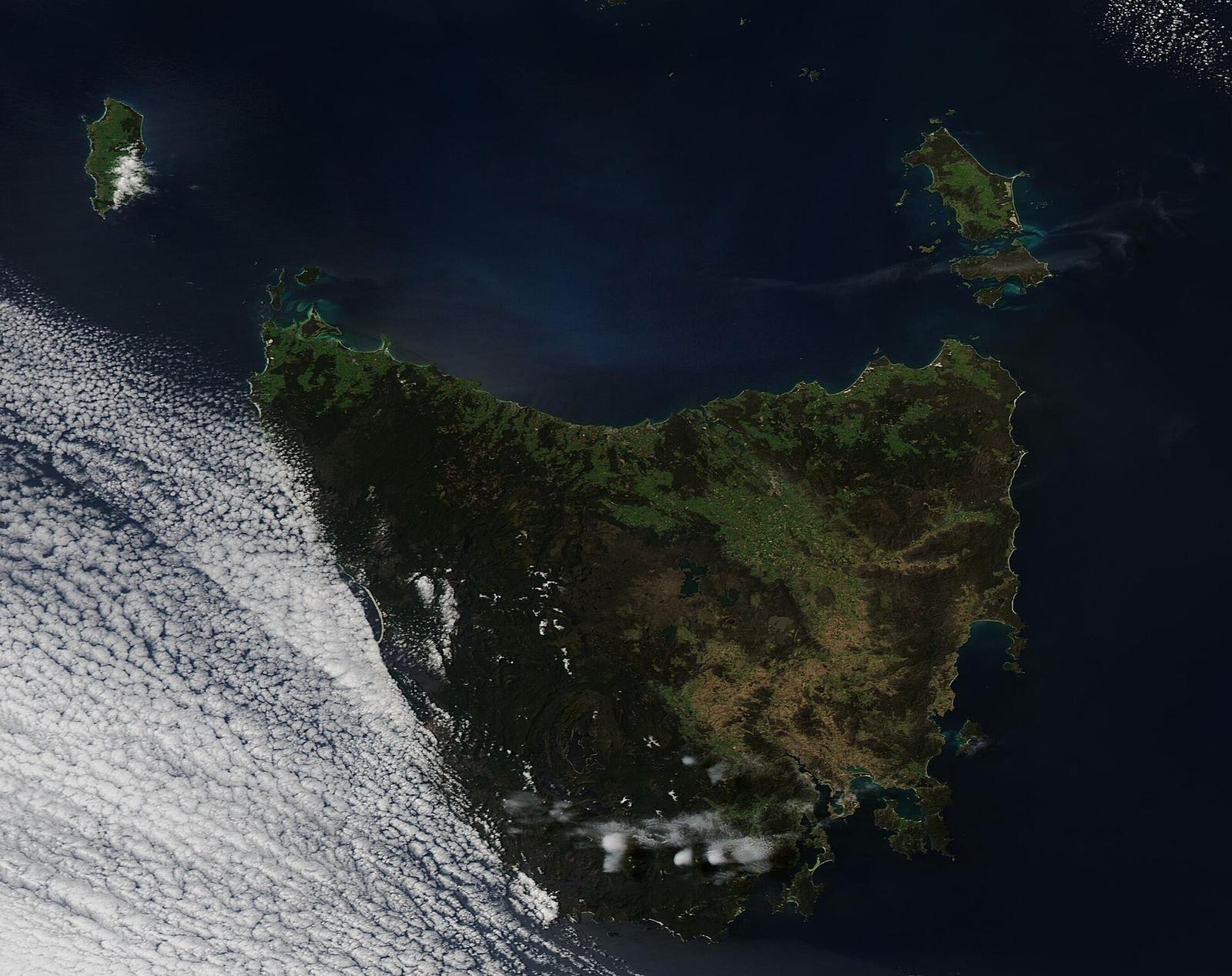 A Sunny Spring Day in Tasmania (MODIS)